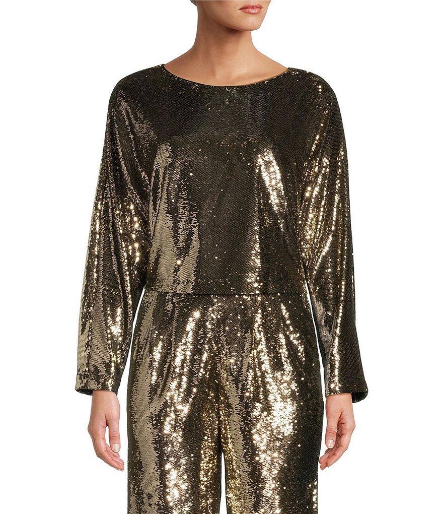 Antonio Melani Sequin Blyss Swoop Neck Long Sleeve Coordinating Blouse Product Image