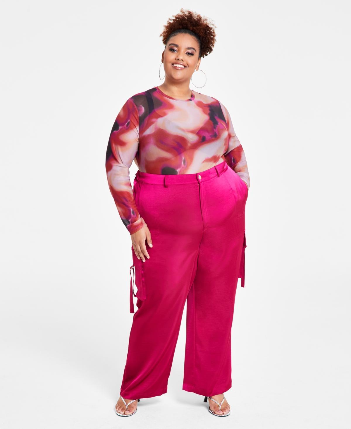 Nina Parker Trendy Plus Size Straight-Leg Cargo Pants Product Image