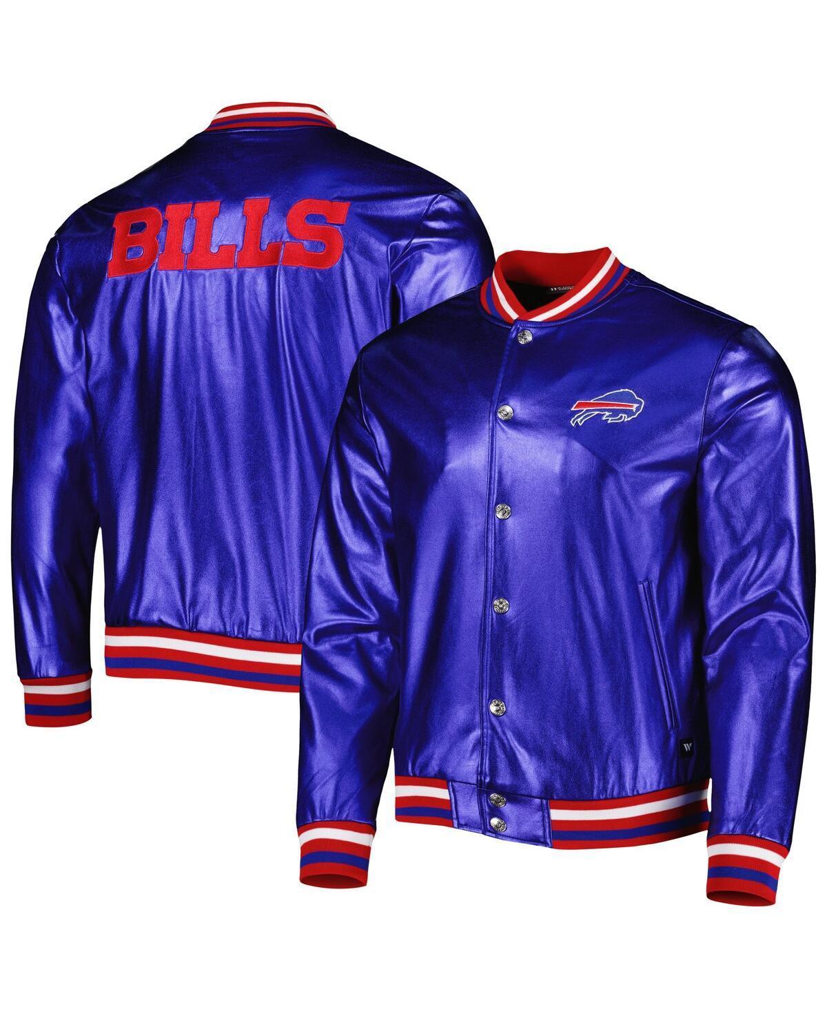 Mens The Wild Collective Royal Buffalo Bills Metallic Bomber Full-Snap Jacket Product Image