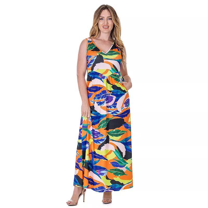 Womens 24Seven Comfort Apparel Paisley Sleeveless V Neck Maxi Dress With Pockets Product Image