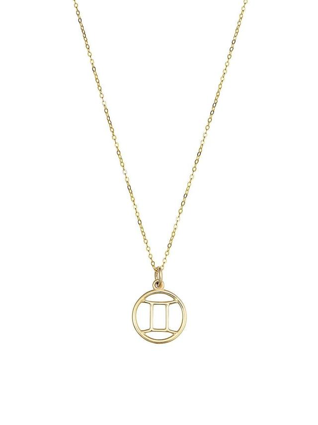 Womens 14K Yellow Solid Gold Zodiac Pendant Necklace Product Image