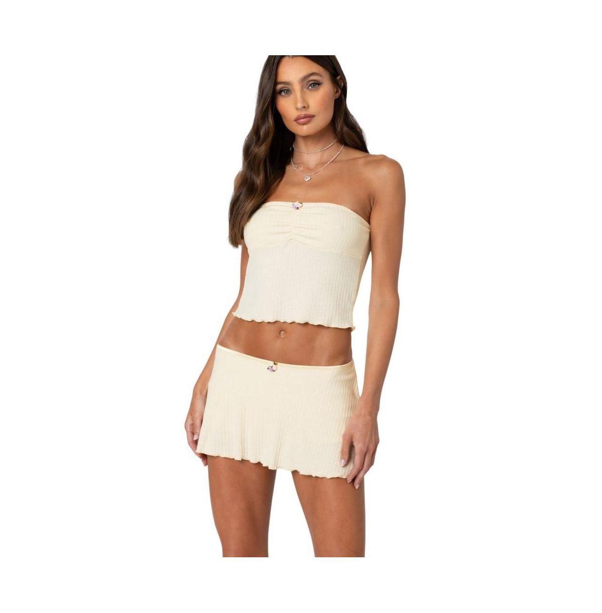 Edikted Womens Dosina Pointelle Tube Top Product Image