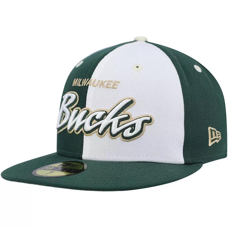 Mens New Era Hunter Green/White Milwaukee Bucks Griswold 59FIFTY Fitted Hat Multicolor Product Image