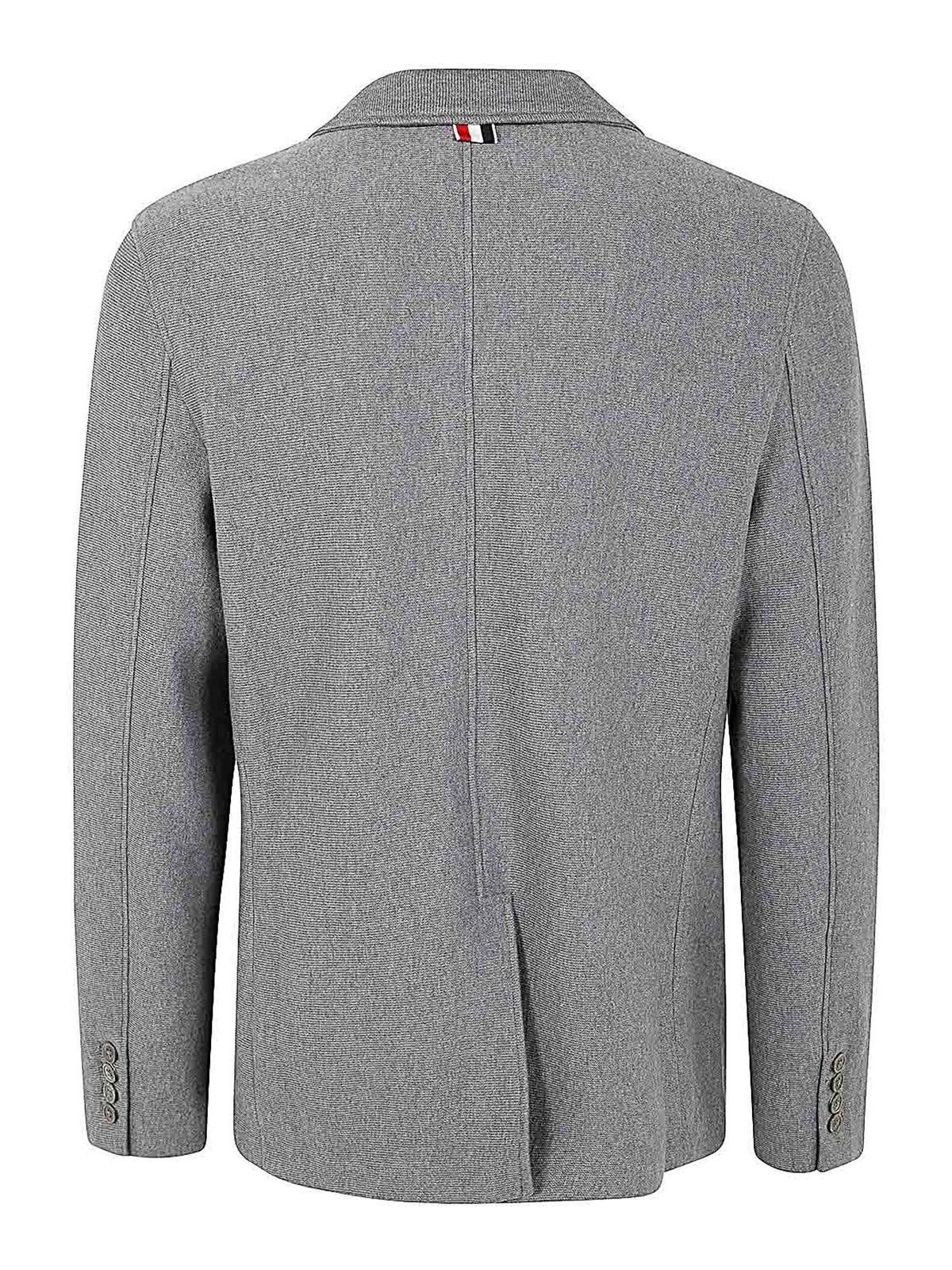 THOM BROWNE Sack Jacket In Double Face In Gris Product Image