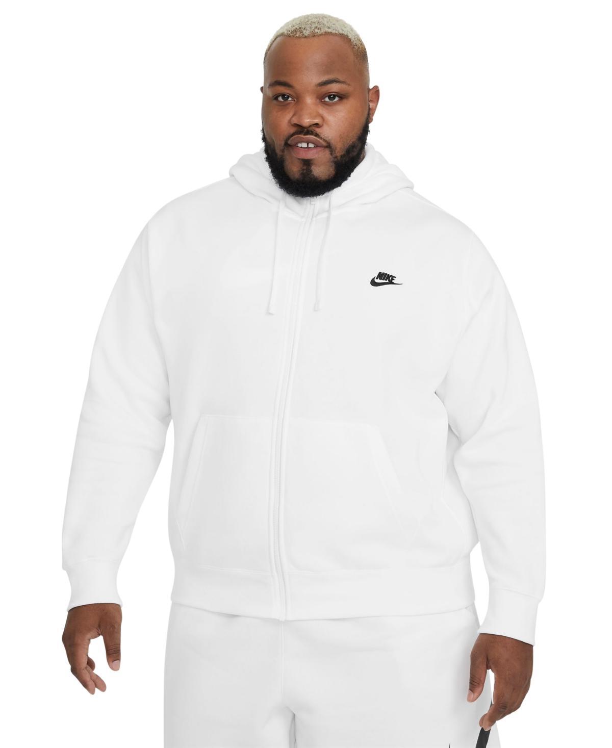 Nike Mens Nike Club Full-Zip Hoodie - Mens White/Midnight Navy Product Image