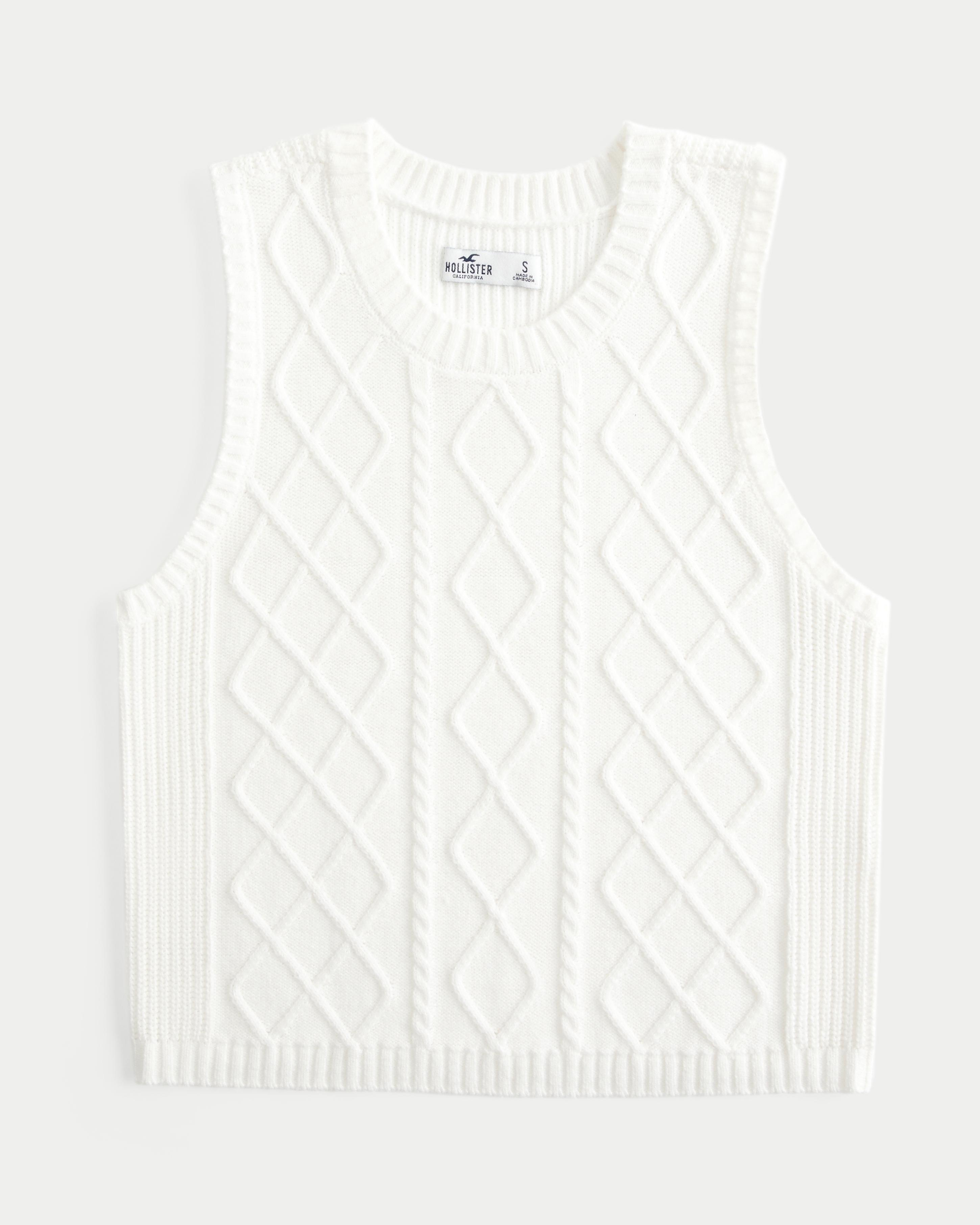 Cable-Knit Crew Sweater Vest Product Image