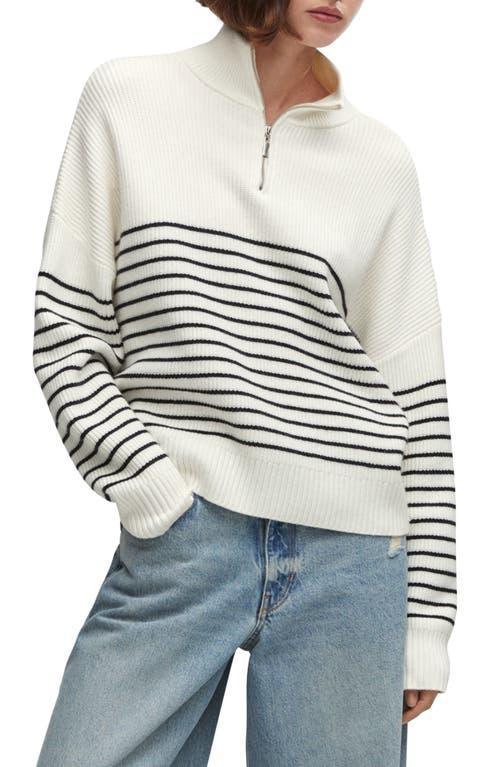 MANGO Stripe Half Zip Sweater Product Image