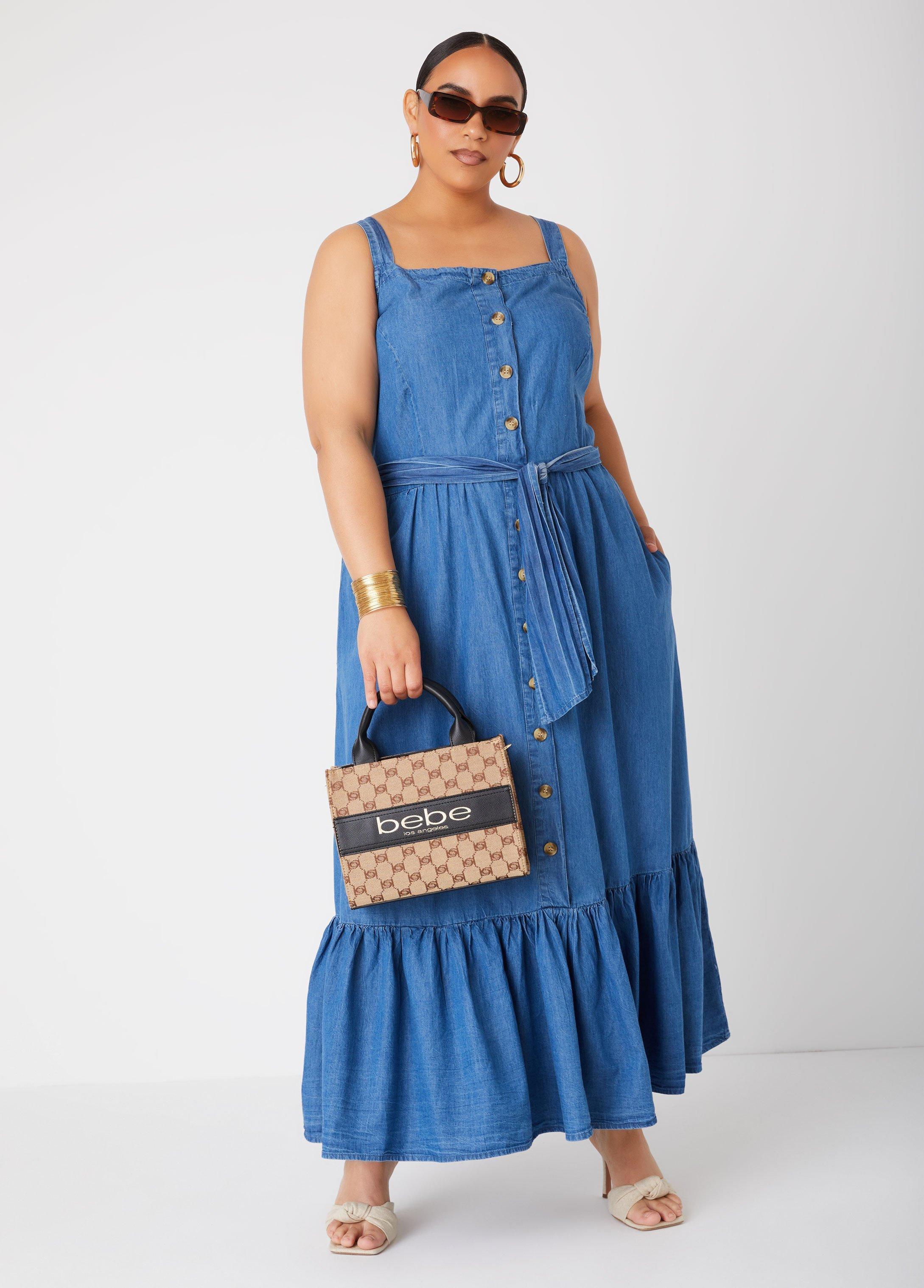 Flounced Chambray Maxi Dress Product Image