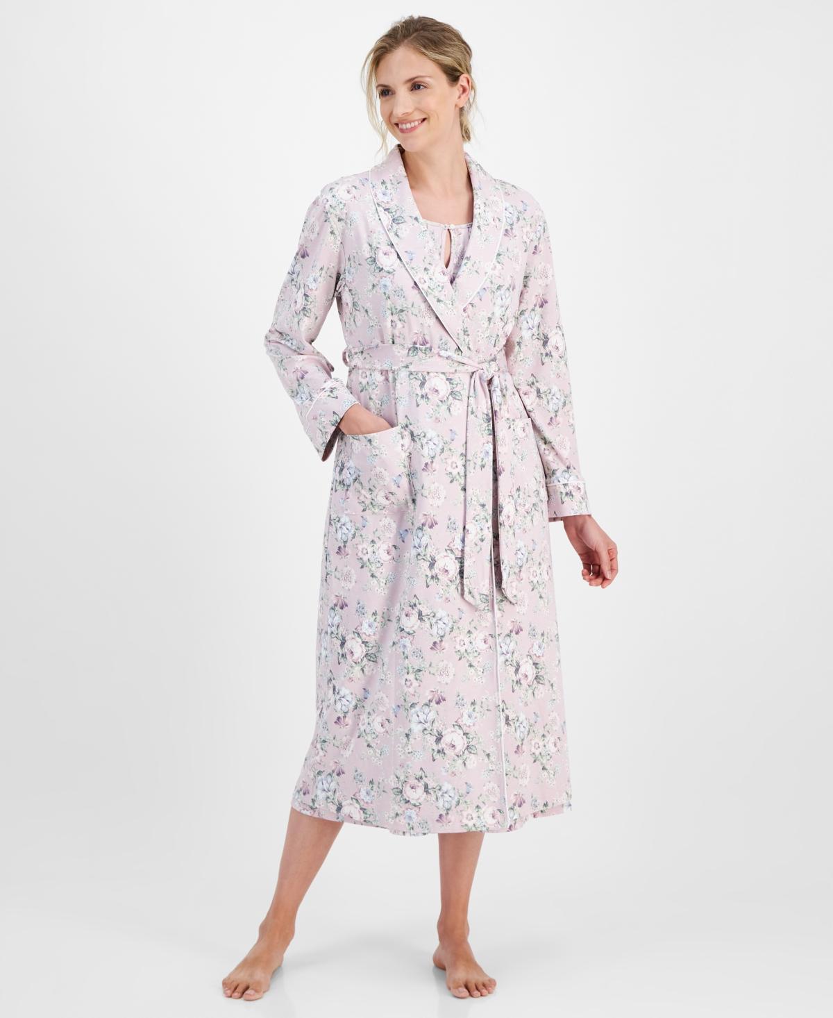 Charter Club Womens Cotton Floral-Print Tie-Waist Robe, Created for Macys Product Image