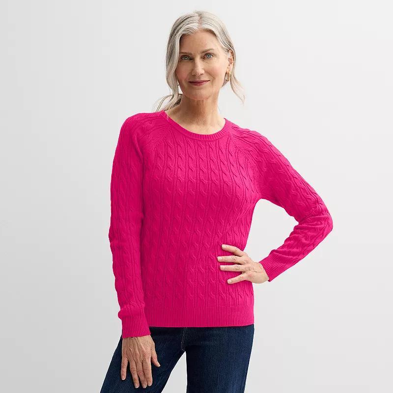 Womens Croft & Barrow The Extra Soft Cabled Crew Neck Sweater Product Image