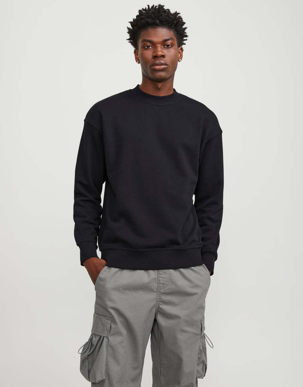 Jack & Jones oversized crew neck sweatshirt in black  Product Image