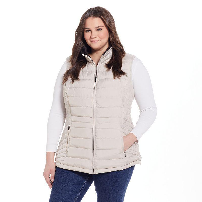 Plus Size Weathercast Plush Lined Puffer Vest, Womens Product Image