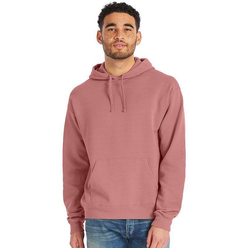 Mens Hanes Originals Garment Dyed Fleece Pullover Hoodie Pink Product Image