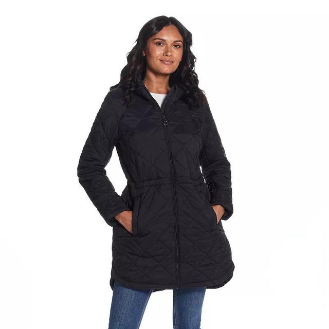 Womens Weathercast Hood Quilted Anorak Jacket Black Product Image