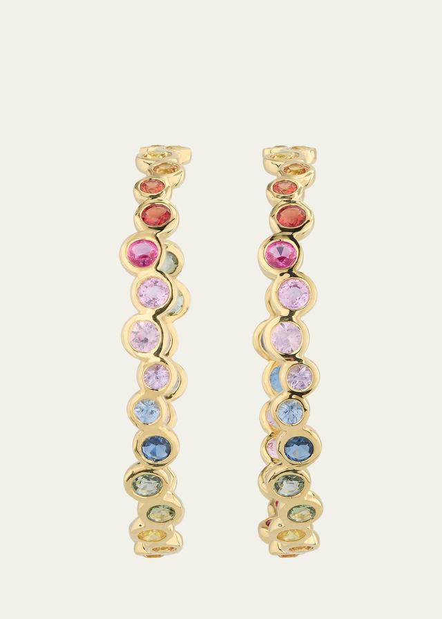 Womens Stardust 18K Yellow Gold & Sapphire Rainbow Hoop Earrings Product Image