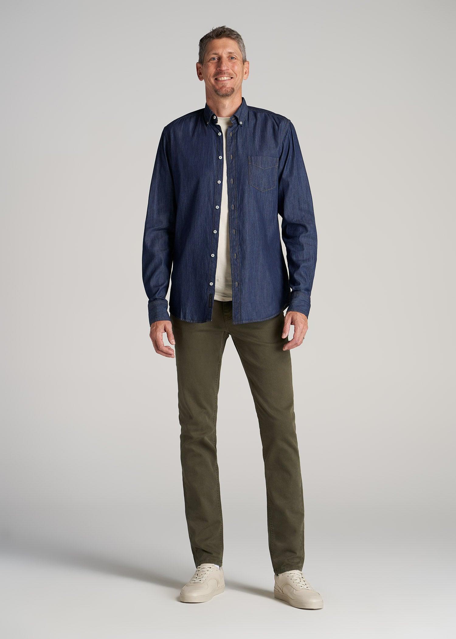 Dylan SLIM-FIT Jeans for Tall Men in Olive Green Wash Product Image