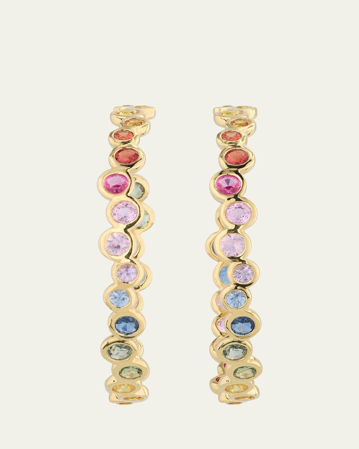 18K Starlet Hoop Earrings in Sapphire Rainbow Product Image