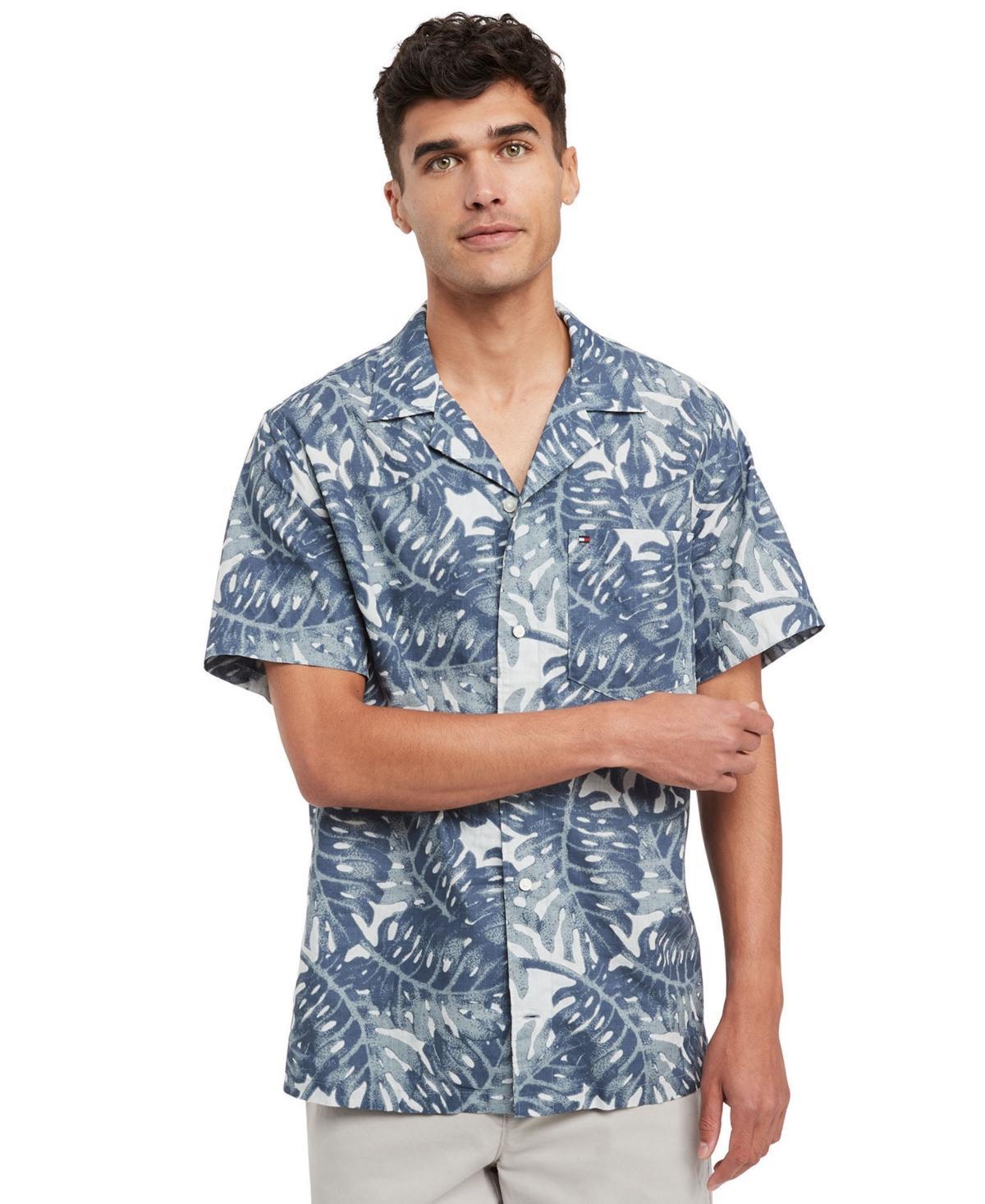 Tommy Hilfiger Mens Diffused Foliage Short Sleeve Button-Front Linen Camp Shirt product image