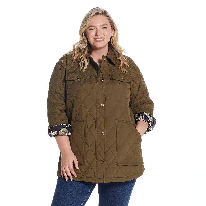 Womens Weathercast Print Lining Quilted Shacket Product Image