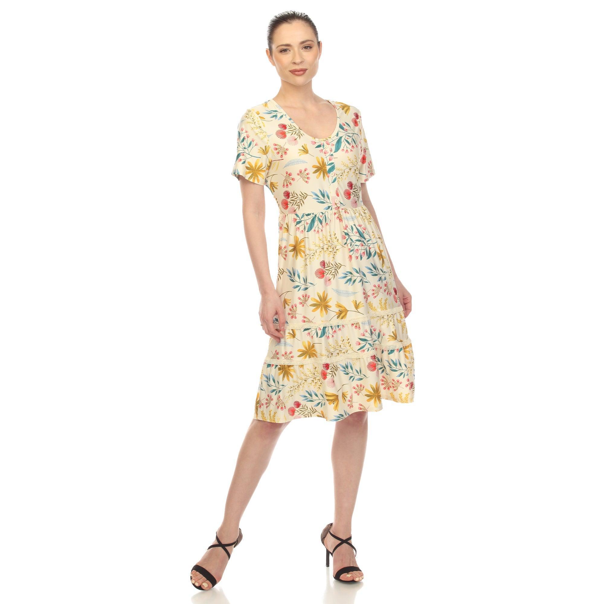 Floral Short Sleeve Knee Length Dress Product Image