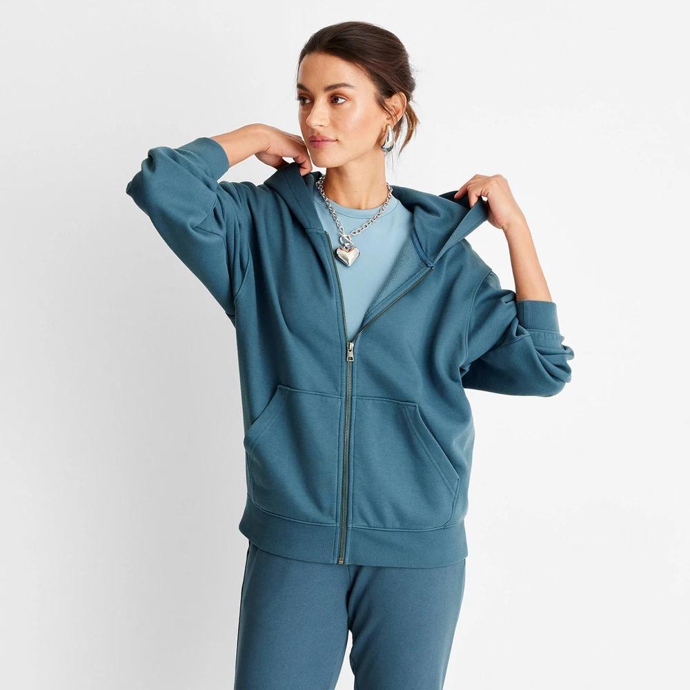 Womens Leisure Studio Zip-Up Hoodie Sweatshirt - Universal Thread Medium Blue Product Image