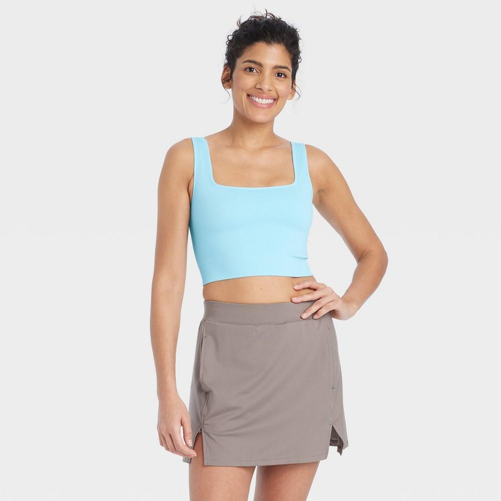 Womens Seamless Square Neck Cropped Tank Top - All In Motion Light Blue XS Product Image