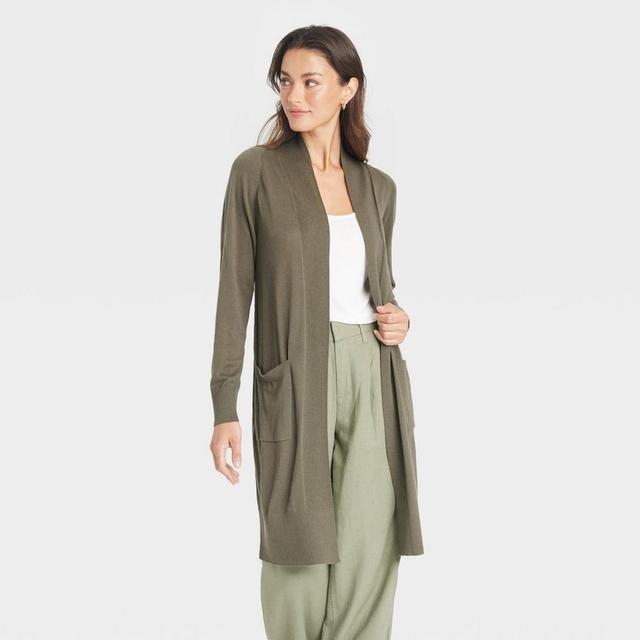 Womens Americas Duster Cardigan - A New Day Olive XS Product Image