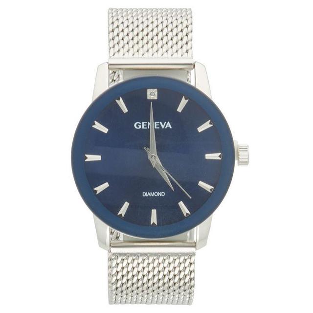 Geneva Diamond Accent Silver Tone Mesh Mens Watch - KHA0001SL Product Image