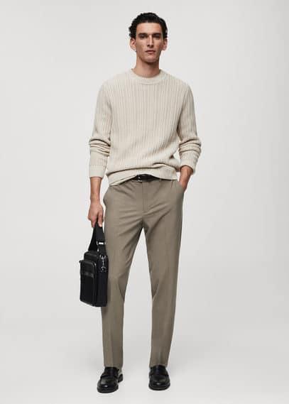 MANGO MAN - Contrasting knit sweater ice greyMen Product Image