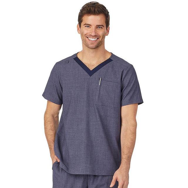 Mens Cuddl Duds Scrubs Classic V-Neck Top With Pockets Navy Grey Product Image