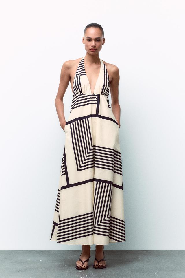 STRIPED POPLIN MIDI DRESS Product Image