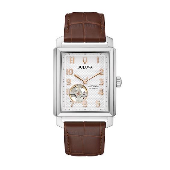 BULOVA Sutton Automatic Leather Strap Watch, 33mm Product Image