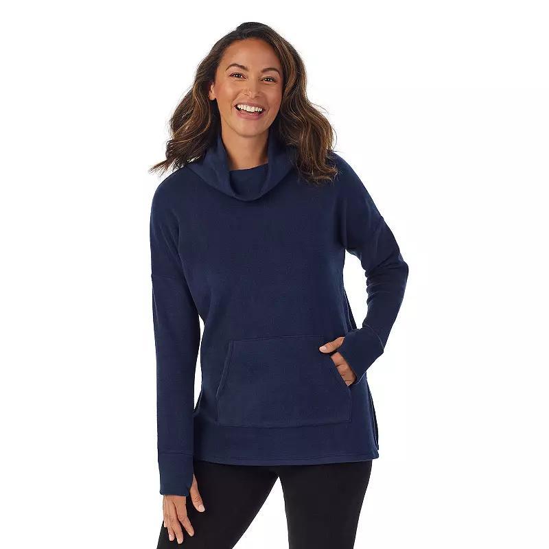 Womens Cuddl Duds Fleecewear with Stretch Long Sleeve Tunic Blue Blazer Product Image