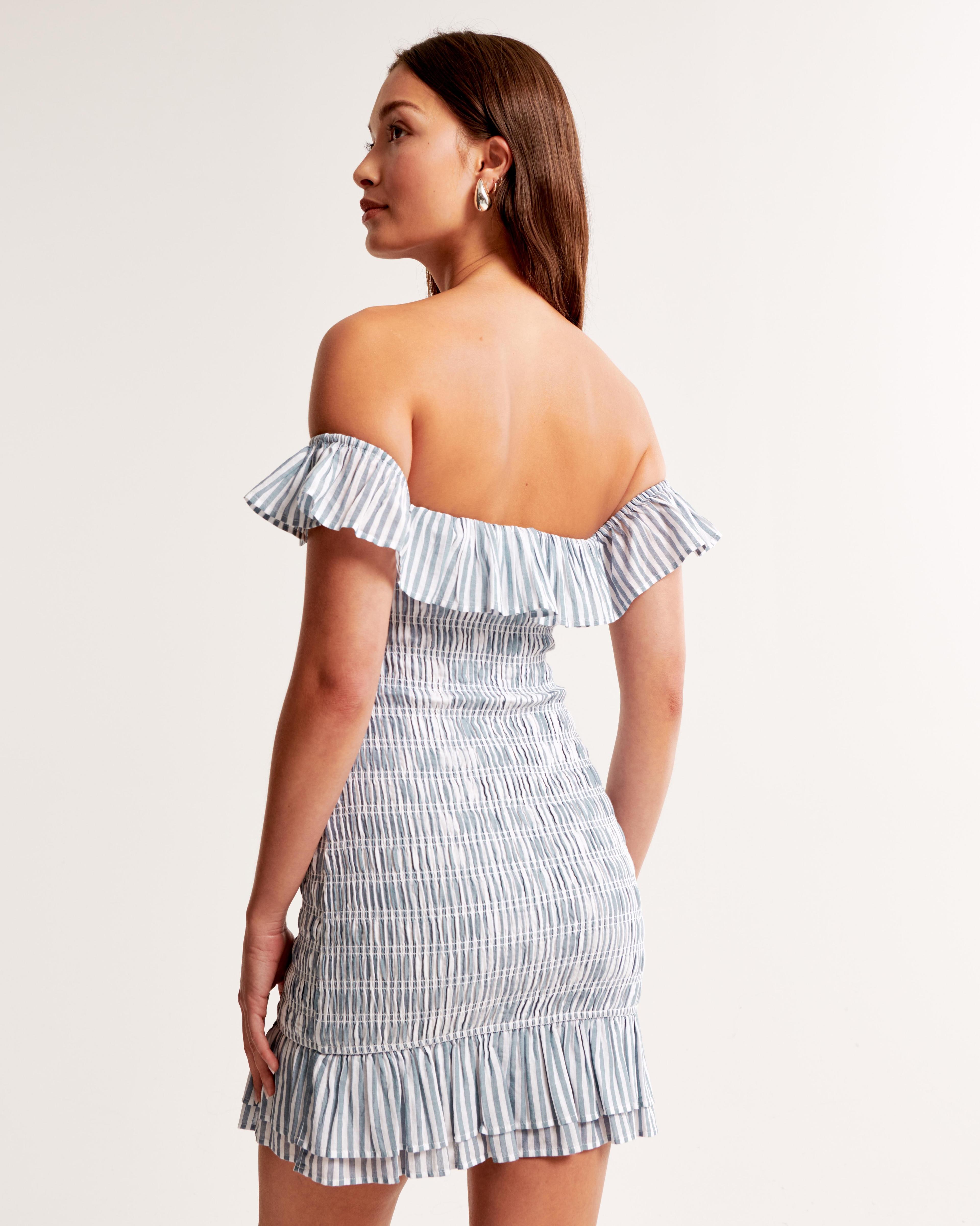 Off-The-Shoulder Smocked Mini Dress Product Image