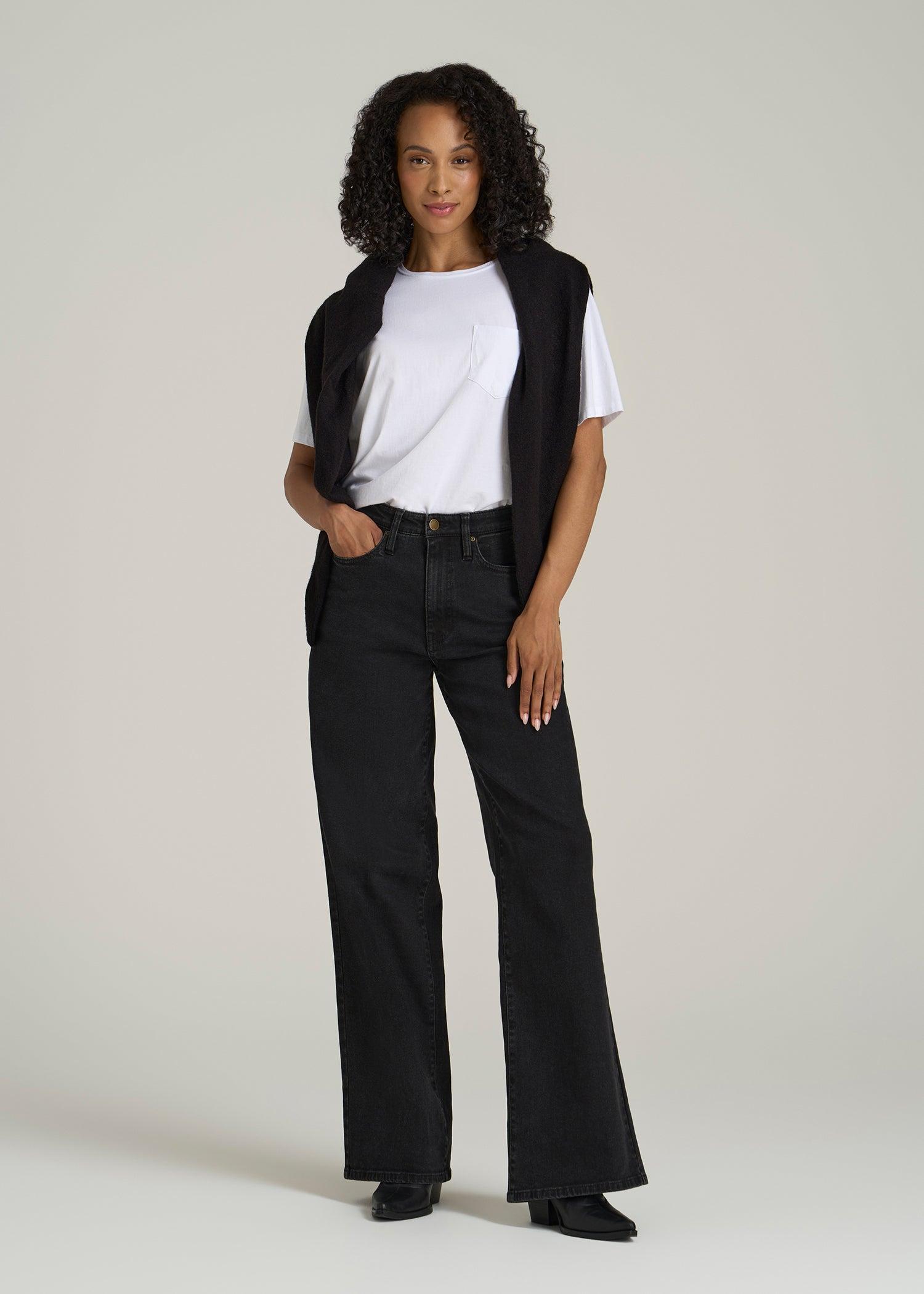 Stevie Wide Leg Jeans for Tall Women in Onyx Black Wash Product Image