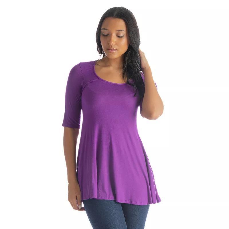 Womens 24Seven Comfort Apparel Elbow Sleeve Swing Tunic Top Product Image