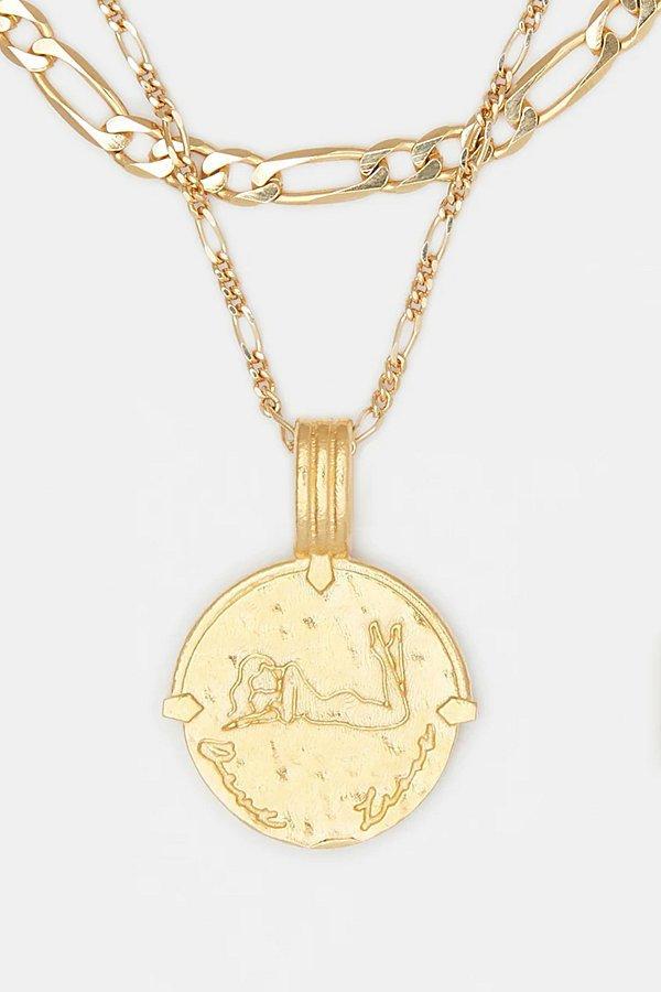 Deux Lions Jewelry Gold Sicilian Zodiac Layered Necklace Womens at Urban Outfitters Product Image