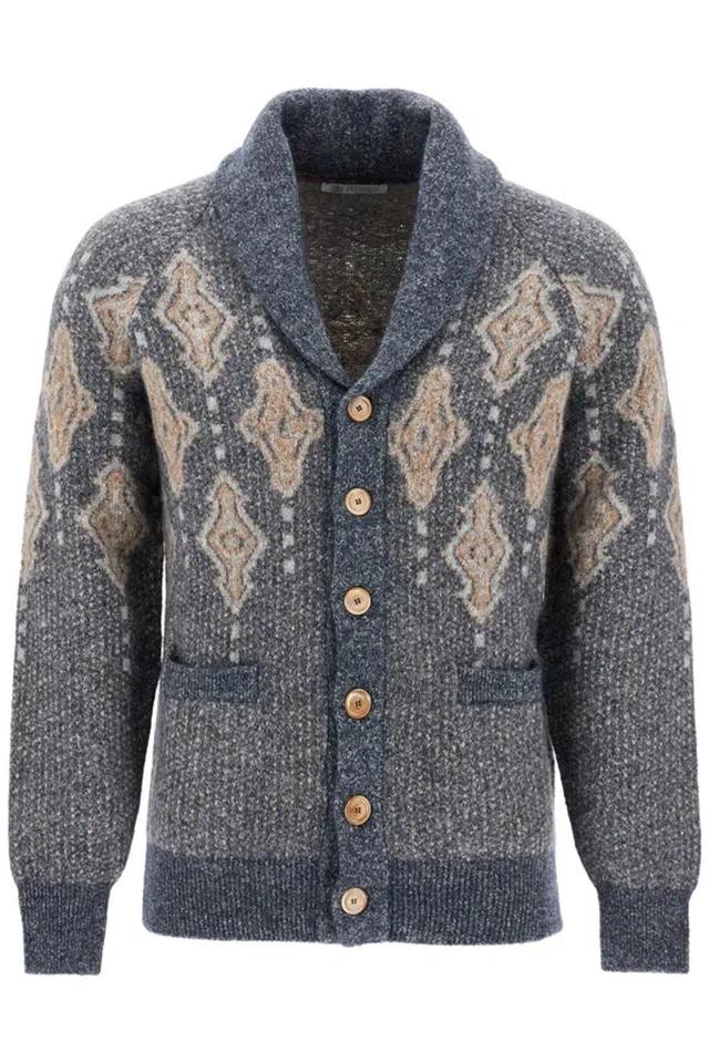 BRUNELLO CUCINELLI Cardigan In Jacquard In Blue Product Image