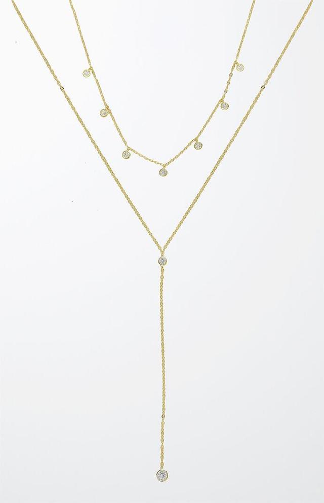 Ettika Womens Simplistic Crystal Layered Necklace - Gold Product Image