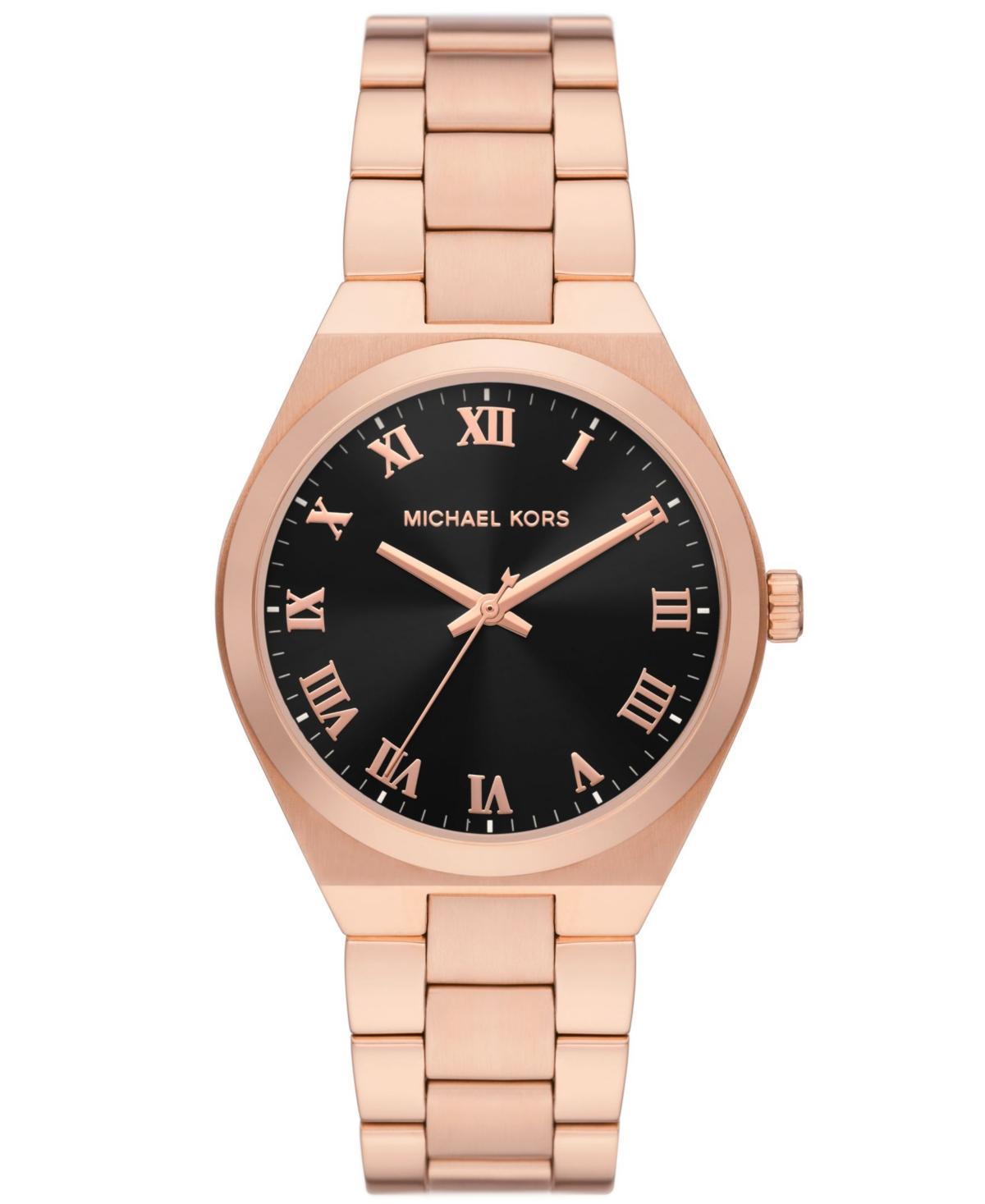 Michael Kors Womens Lennox Quartz Three-Hand Gold-Tone Stainless Steel Watch 37mm - Gold-Tone Product Image