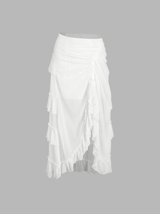 Ruffle Sheer High Waist Maxi Skirt Product Image