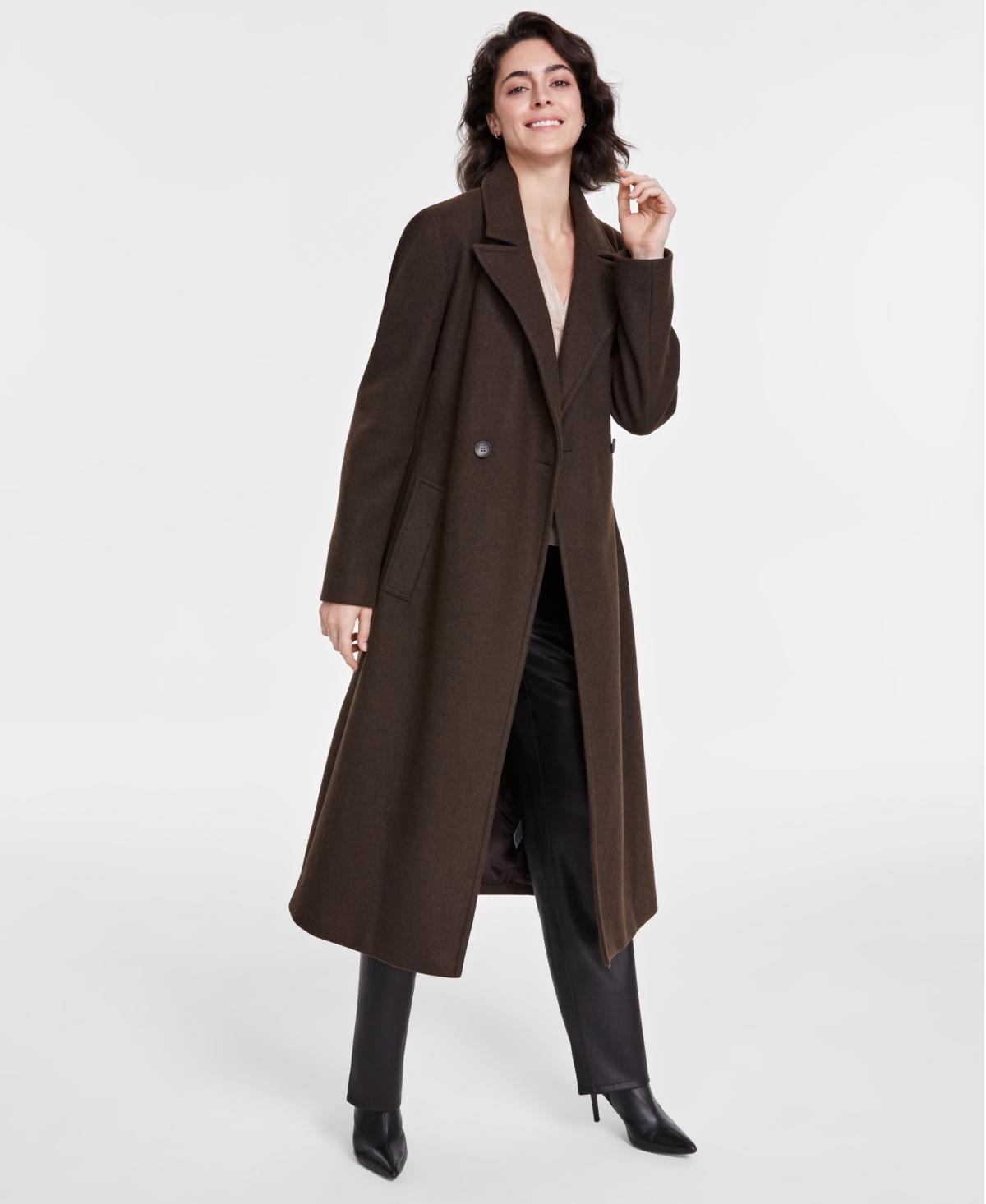 Dkny Womens Notched-Collar Double-Breasted Wrap Coat Product Image