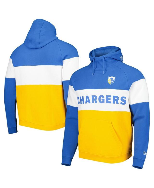 Mens New Era Gold and Powder Blue Los Angeles Chargers Colorblock Throwback Pullover Hoodie - Gold Product Image