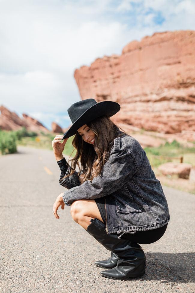 Mandie Washed Black Denim Jacket Emily Fauver X Pink Lily Product Image