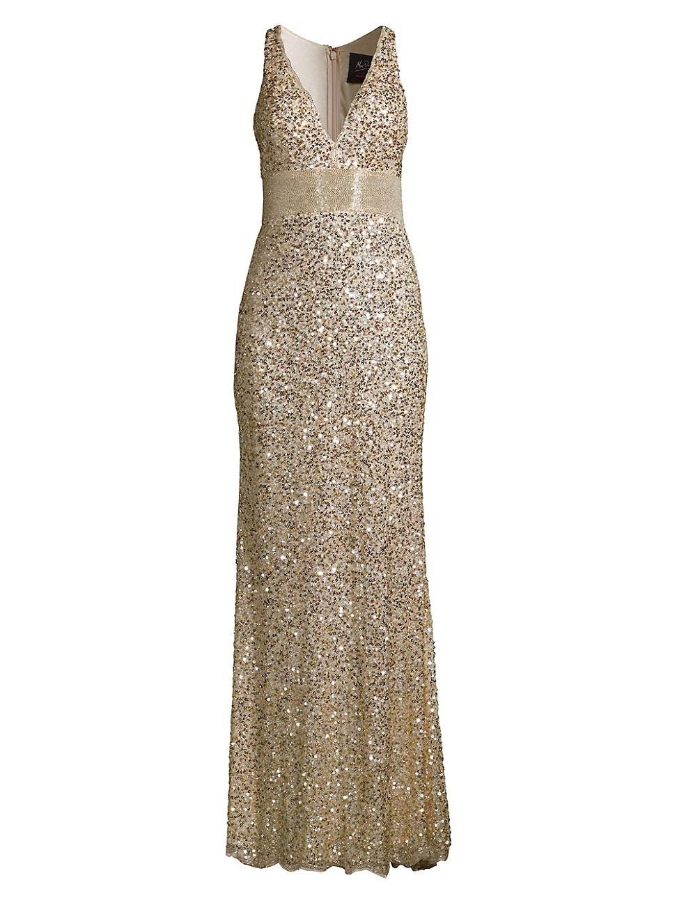 Womens Bead & Sequin Fit & Flare Gown Product Image