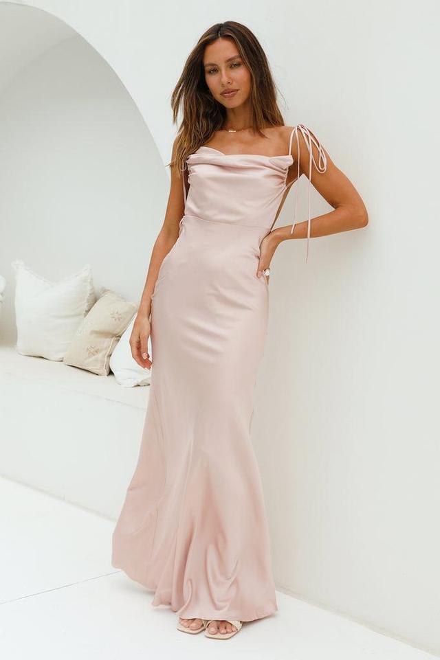 DEAR EMILIA Opulent Events Satin Maxi Dress Champagne Product Image