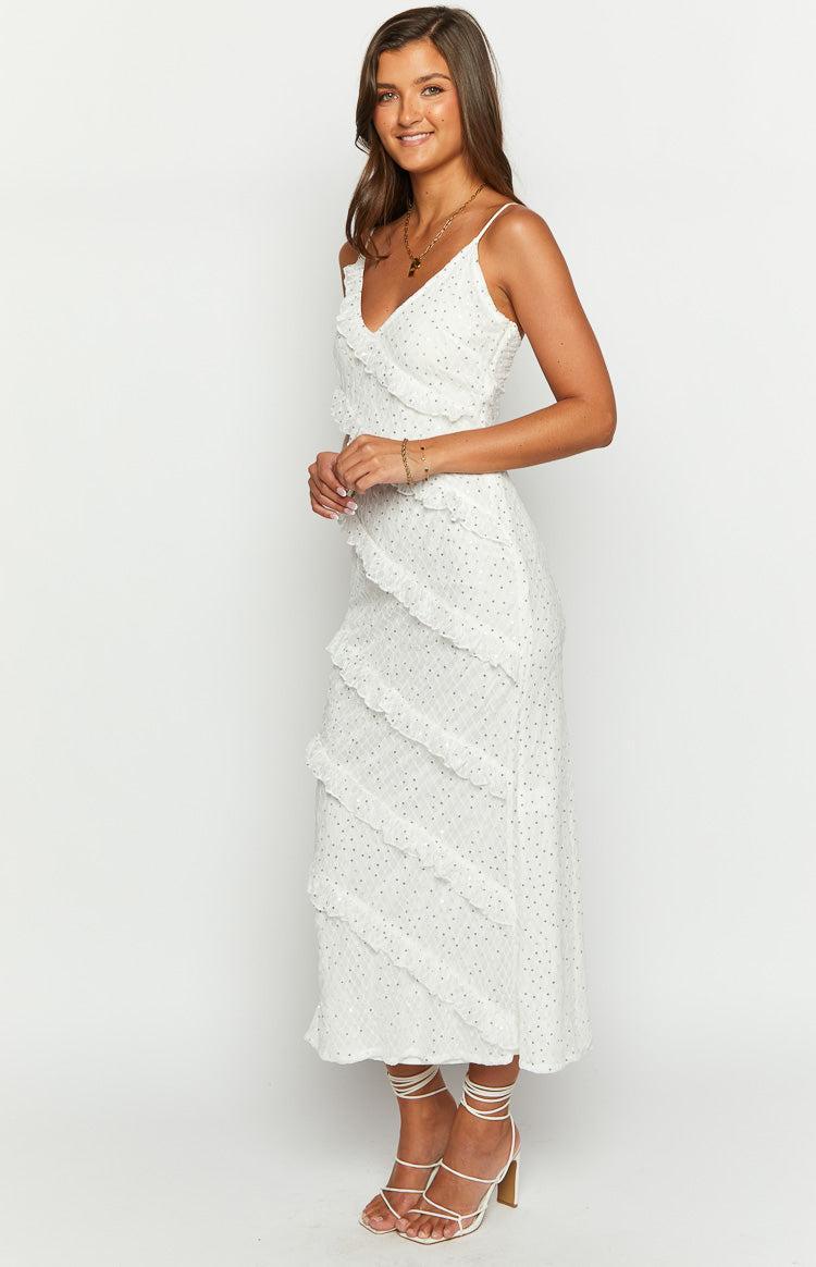 Hudson White Ruffle Maxi Dress Product Image