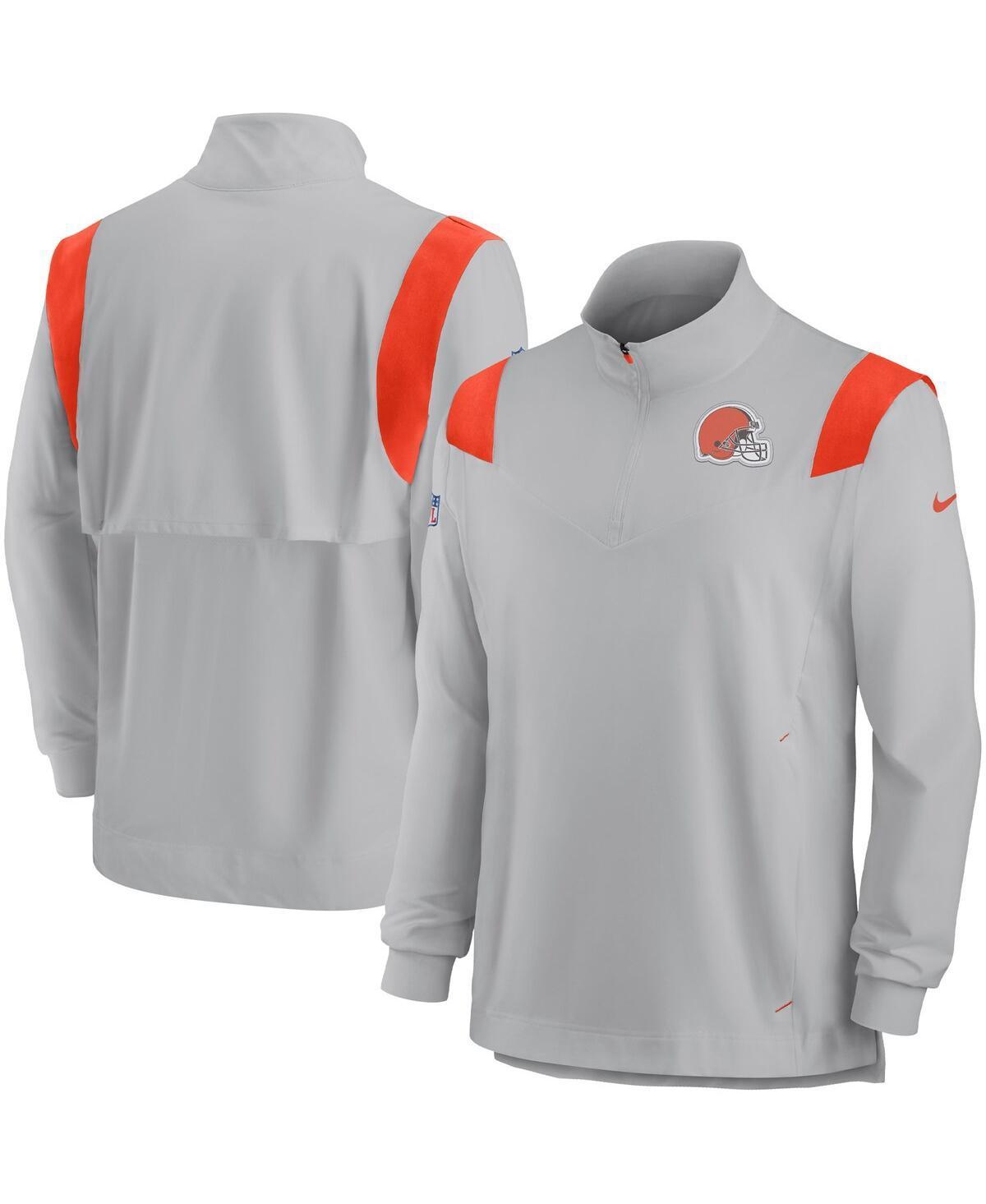 Mens Nike Gray Cleveland Browns Sideline Coach Chevron Lockup Quarter-Zip Long Sleeve Top Product Image