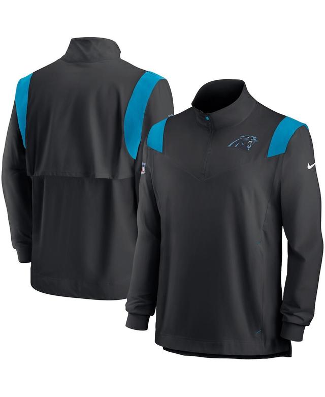 Nike Mens Black Carolina Panthers Sideline Coach Chevron Lockup Quarter-Zip Long Sleeve Top - Black, Blue Product Image