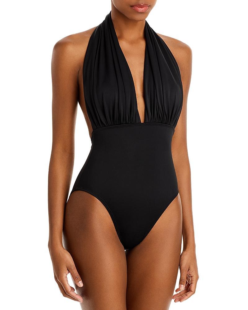 Norma Kamali Halter Low Back One-Piece Swimsuit Product Image